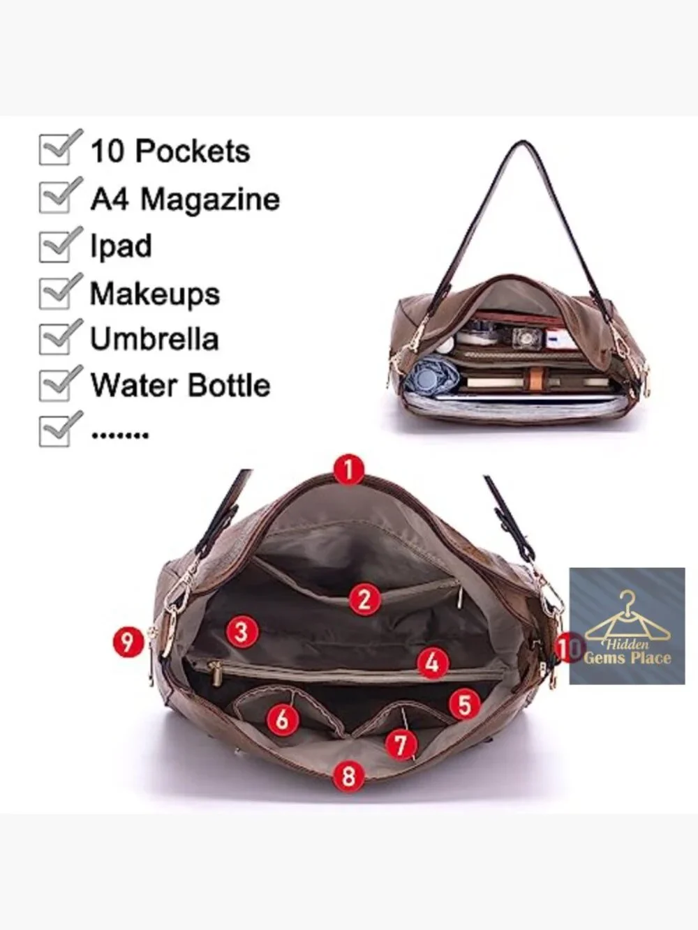 Large Crossbody Purse Set for Women, 4-Piece Hobo Tote with Matching Wallet